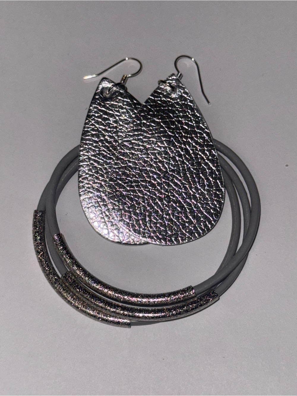 Matching Silver Color Bracelet and Earrings